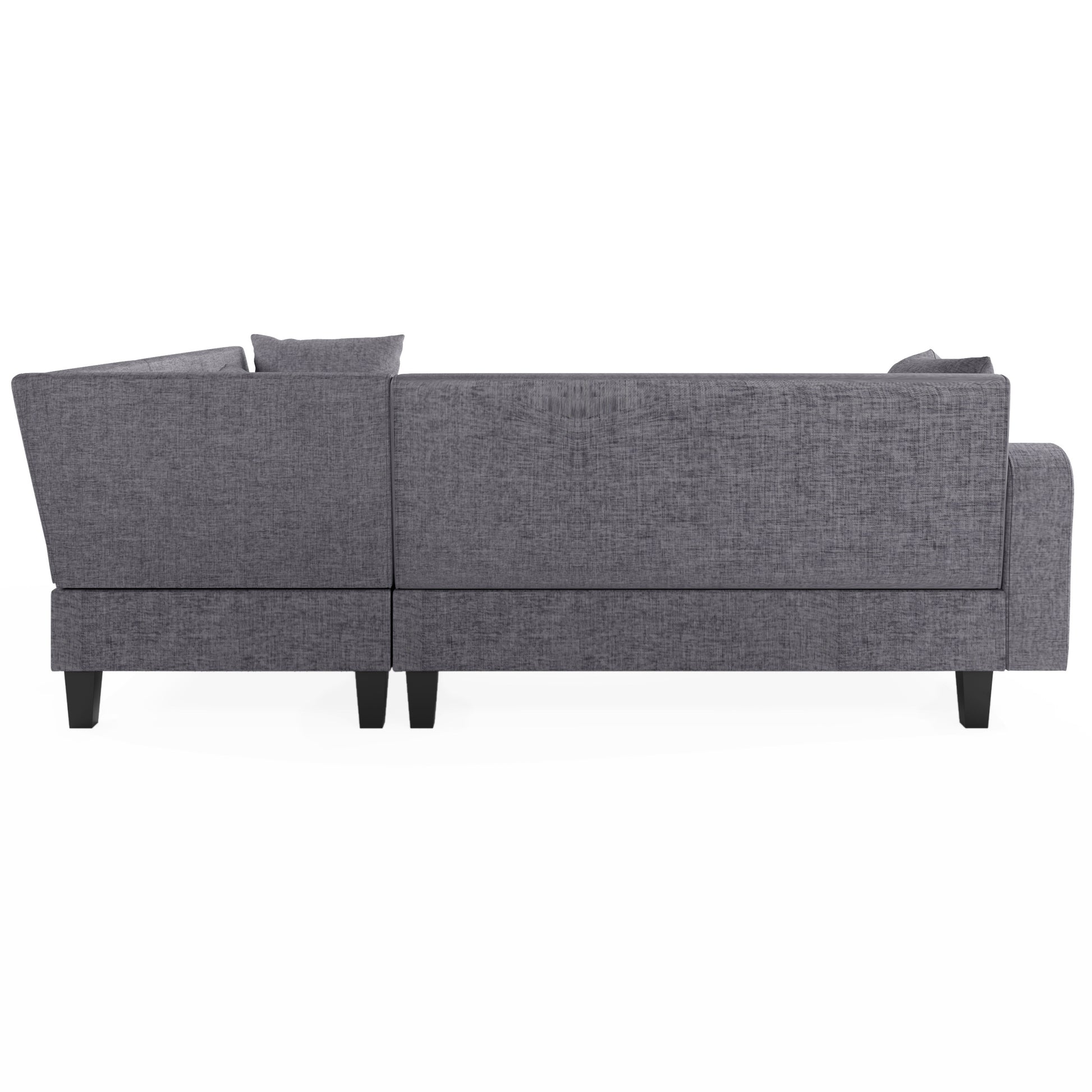 87" Modern Sectional Sofa With Coffee Table,6 Seat Couch Set With Storage Ottoman,Various Combinations,L Shape Indoor Furniture With Unique Armrests For Living Room,Apartment, 2 Colors 6 Pillows Gray Linen 6 Seat