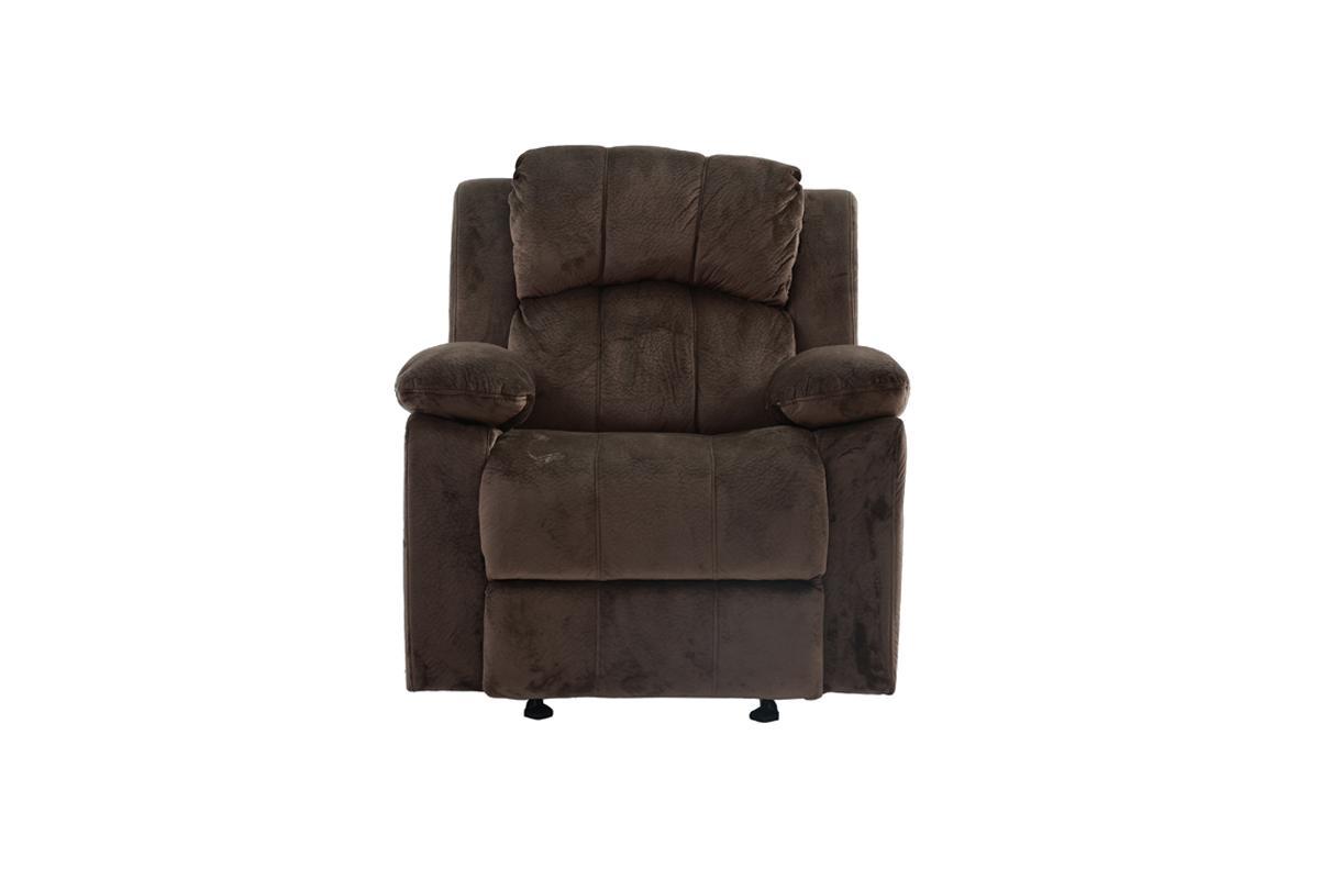 Motion Recliner Chair 1Pc Rocker Recliner Couch Living Room Furniture Chocolate Padded Suede Metal Reclining Brown Primary Living Space Contemporary,Modern Recliners Solid Back Suede