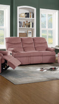 Luxurious Velvet Blush Pink Color 3 Seater Manual Recliner Sofa Couch Manual Motion Plush Armrest Living Room Furniture 1Pc Sofa Couch Pink Velvet Manual Handle Metal Primary Living Space Cushion