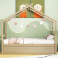 Twin Size House Shaped Bed With Trundle,Natural Twin Natural Wood Bedroom American Design Pine Bed Frame Pine