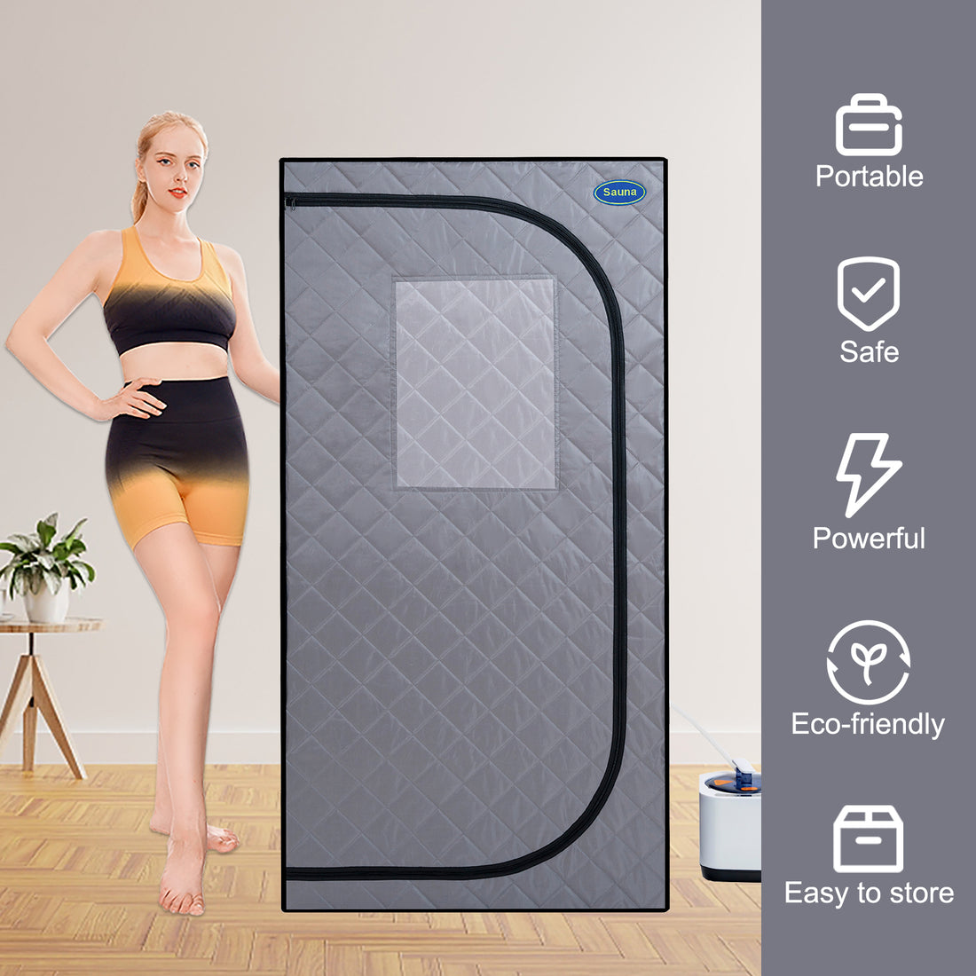 Portable Grey Mini Plus Style Steam Sauna Tent Personal Home Spa, With Steam Generator, Remote Control, Foldable Chair, Pvc . Easy To Install,Fast Heating, With Fcc & Ul Certification Cement Grey Polyester Polyester