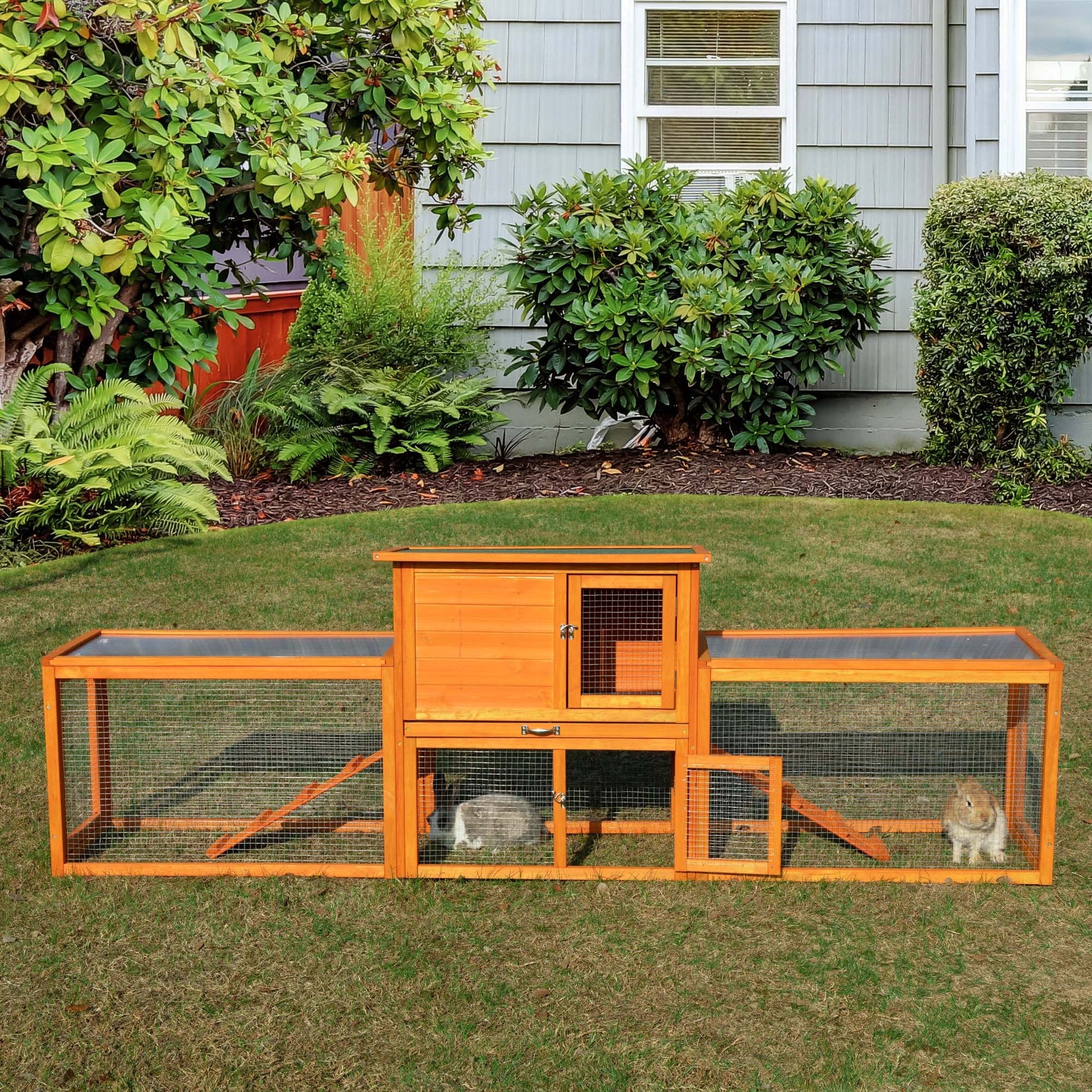 Large Three Box Rabbit Cage,For Indoor And Outdoor Use, Orange Orange Metal