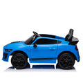 12V Ford Mustang Shelby Gt500 Ride On Car With Remote Control 3 Speeds, Electric Vehicle Toy For Kid,Led Lights, Radio, Aux Usb Mp3 Music,Safe Belt,Age3 Blue Plastic