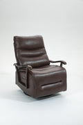 Swivel Rocker Recliner Power Glider Chair With Solid Wood Armrests Extra Wide Reclining Sofa Chair Upholstered Faux Leather Living Room Single Sofa 350 Lbs Brown Pu Leather