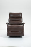 Swivel Rocker Recliner Power Glider Chair With Solid Wood Armrests Extra Wide Reclining Sofa Chair Upholstered Faux Leather Living Room Single Sofa 350 Lbs Brown Pu Leather