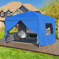 Outdoor 10X 10Ft Pop Up Gazebo Canopy Tent With Removable Sidewall With Zipper,2Pcs Sidewall With Mosquito Netting,With 4Pcs Weight Sand Bag,With Carry Bag Blue Blue Metal