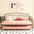 Fox Twin Daybed With Twin Trundle, Black Box Spring Not Required Twin Black Metal Bedroom Daybeds Metal