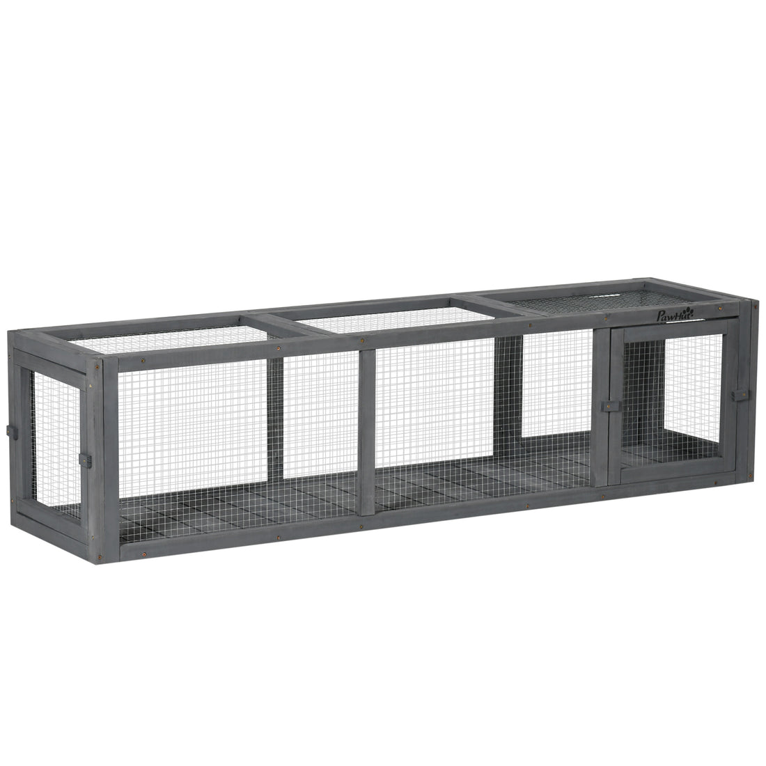 Pawhut Outdoor Cat Tunnel With Extendable Design, 59" L Wooden Cat Run With Weather Protection, Connecting Inside And Outside, For Deck Patios, Balconies, Gray Gray Wood