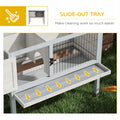 Pawhut Elevated Wooden Rabbit Hutch, Indoor Outdoor Bunny Cage With Hinged Asphalt Roof And Removable Tray For Guinea Pig, Gray Gray Wood