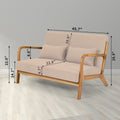 Leisure Chair With Solid Wood Armrest And Feet, Mid Century Modern Accent Sofa,2 Seat Beige Linen