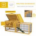 Pawhut 2 Levels Outdoor Rabbit Hutch With Openable Top, 59