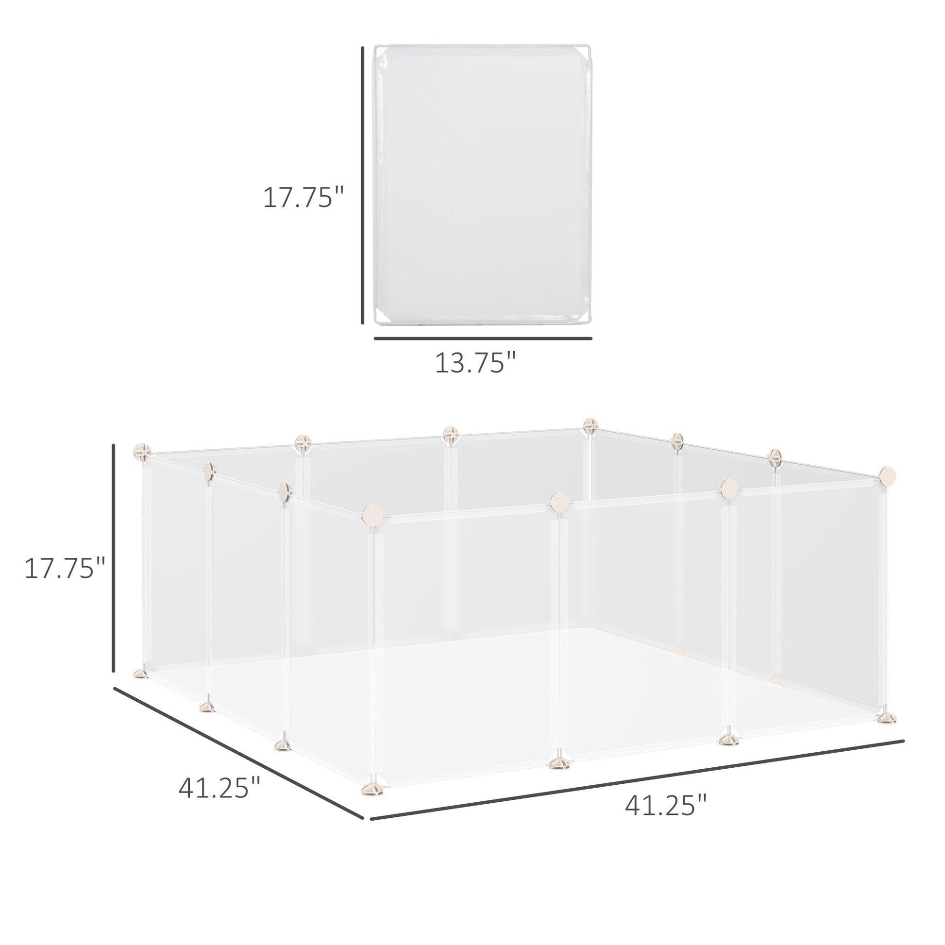 Pawhut Pet Playpen Diy Small Animal Cage Open Enclosure Portable Plastic Fence 12 Panels For Bunny Chinchilla Guinea Pig White, 18" X 14" White Steel