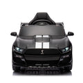 12V Ford Mustang Shelby Gt500 Ride On Car With Remote Control 3 Speeds, Electric Vehicle Toy For Kid,Led Lights, Radio, Aux Usb Mp3 Music,Safe Belt,Age3 Black Plastic