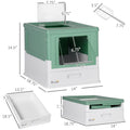 Pawhut Fully Enclosed Cat Litter Box With Scoop, Hooded Cat Litter House With Drawer Type Tray, Foldable Smell Proof Cat Potty With Front Entry, Top Exit, Portable Pet Toilet With Large Space, Green Green Polypropylene