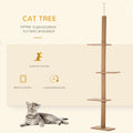 Pawhut Floor To Ceiling Cat Tree Cat Climbing Tower With Sisal Covered Scratching Posts Natural Cat Tree Activity Center For Kittens Cat Tower Furniture, Brown Brown Particle Board