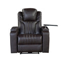 Pu Leather Power Recliner Home Theater Recliner With Power Adjustable Headrest, Wireless Charging Device, Usb Port, Storage Arms, Cup Holder And Swivel Tray Table For Living Room, Brown Brown Foam Pu Leather