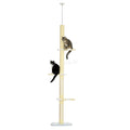 Pawhut 4 Tier Tall Cat Tower, Floor To Ceiling Cat Tree, Height Adjustable 87 103 Inch With Plush Platforms, Sisal Scratching Posts, Toy Ball For Indoor Cats, Yellow Yellow Particle Board