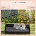 Pawhut Wicker Dog House Outdoor With Canopy, Rattan Dog Bed With Water Resistant Cushion, For Small And Medium Dogs, Gray Gray Rattan