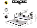 Fox Twin Daybed With Twin Trundle, Black Box Spring Not Required Twin Black Metal Bedroom Daybeds Metal