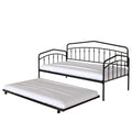 Fox Twin Daybed With Twin Trundle, Black Box Spring Not Required Twin Black Metal Bedroom Daybeds Metal