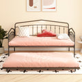 Fox Twin Daybed With Twin Trundle, Black Box Spring Not Required Twin Black Metal Bedroom Daybeds Metal