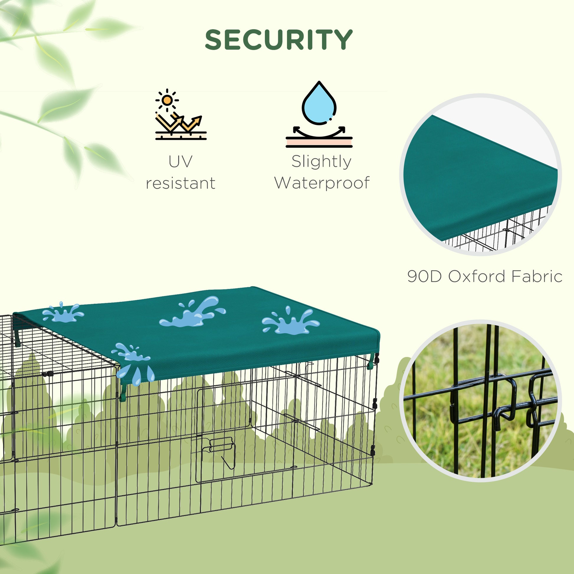 Pawhut 73" Small Animal Playpen, Pet Playpen Yard Fence For Rabbits, Chicken, Chinchillas With Roof For Indoor & Outdoor, Green Green Steel