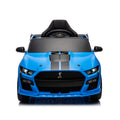 12V Ford Mustang Shelby Gt500 Ride On Car With Remote Control 3 Speeds, Electric Vehicle Toy For Kid,Led Lights, Radio, Aux Usb Mp3 Music,Safe Belt,Age3 Blue Plastic