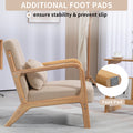 Leisure Chair With Solid Wood Armrest And Feet, Mid Century Modern Accent Sofa,1 Seat Beige Linen