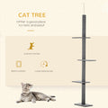 Pawhut Floor To Ceiling Cat Tree Cat Climbing Tower With Sisal Covered Scratching Posts Natural Cat Tree Activity Center For Kittens Cat Tower Furniture, Grey Dark Grey Particle Board