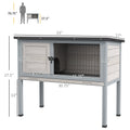 Pawhut Elevated Wooden Rabbit Hutch, Indoor Outdoor Bunny Cage With Hinged Asphalt Roof And Removable Tray For Guinea Pig, Gray Gray Wood