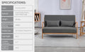 Leisure Chair With Solid Wood Armrest And Feet, Mid Century Modern Accent Sofa,2 Seat Dark Gray Linen