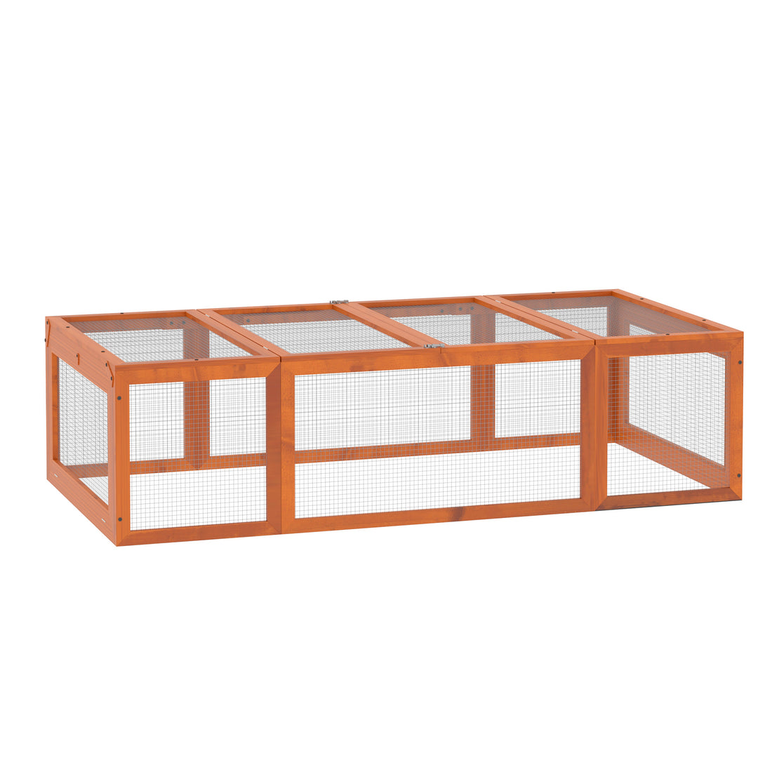 Pawhut Large Wooden Rabbit Hutch Bunny Hutch Small Animal Habitat Enclosure Outdoor Run And Lockable Doors, Natural Orange Wood