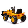 12V Kids Ride On Tractor Electric Excavator Battery Powered Motorized Car For Kids Ages 3 6, With Front Loader, Digging Handle, Remote Control, & Bright Headlight, Yellow Yellow Polyvinyl Chloride