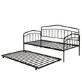 Fox Twin Daybed With Twin Trundle, Black Box Spring Not Required Twin Black Metal Bedroom Daybeds Metal