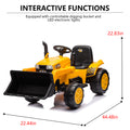 12V Kids Ride On Tractor Electric Excavator Battery Powered Motorized Car For Kids Ages 3 6, With Front Loader, Digging Handle, Remote Control, & Bright Headlight, Yellow Yellow Polyvinyl Chloride