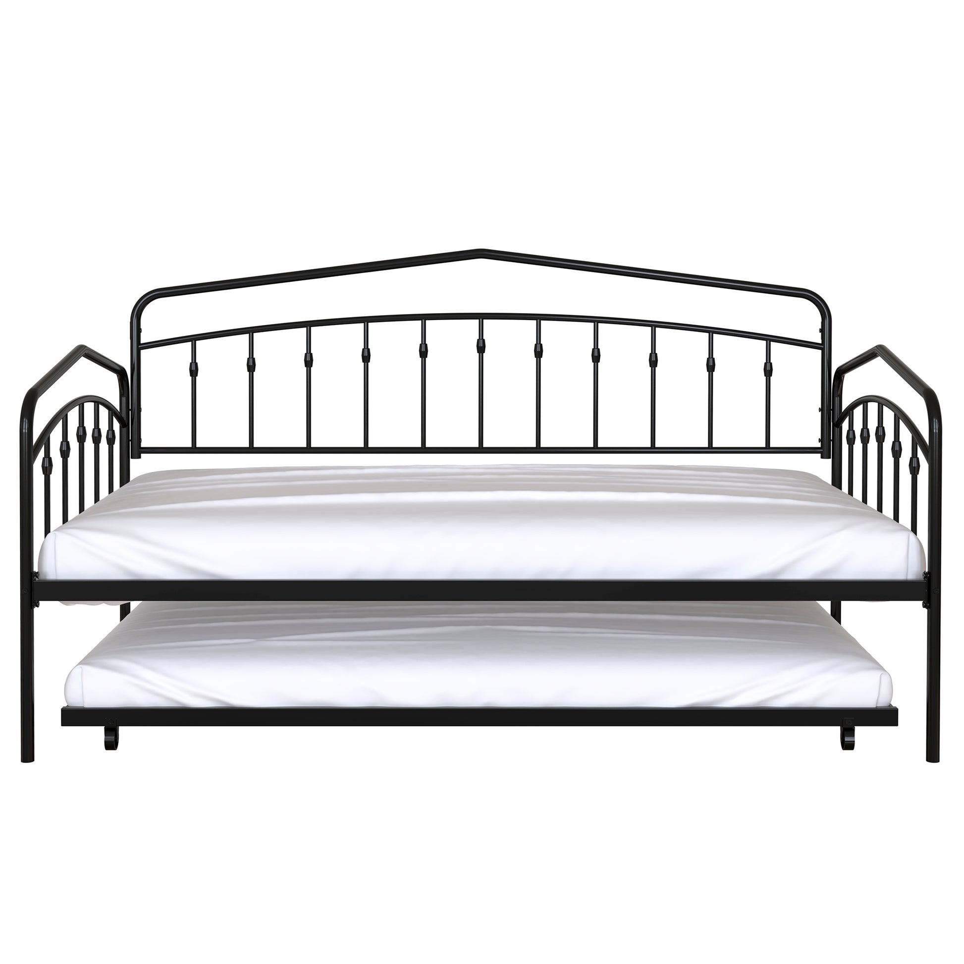 Fox Twin Daybed With Twin Trundle, Black Box Spring Not Required Twin Black Metal Bedroom Daybeds Metal