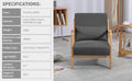 Leisure Chair With Solid Wood Armrest And Feet, Mid Century Modern Accent Sofa,1 Seat Dark Grey Linen