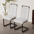 Modern Dining Chairs,Pu Faux Leather High Back Upholstered Side Chair With C Shaped Tube.Black Metal Legs For Dining Room Kitchen Vanity Patio Club Guest Office Chair Set Of 2 White Pu White Kitchen Dining Chairs Foam Pu