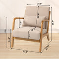 Leisure Chair With Solid Wood Armrest And Feet, Mid Century Modern Accent Sofa,1 Seat Beige Linen