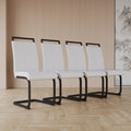 Modern Dining Chairs,Pu Faux Leather High Back Upholstered Side Chair With C Shaped Tube. Black Metal Legs For Dining Room Kitchen Vanity Patio Club Guest Office Chair Set Of 4 White Pu White Kitchen Dining Chairs Foam Pu