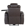 Pu Leather Power Recliner Home Theater Recliner With Power Adjustable Headrest, Wireless Charging Device, Usb Port, Storage Arms, Cup Holder And Swivel Tray Table For Living Room, Brown Brown Foam Pu Leather