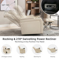 270 Degree Swivel Pu Leather Power Recliner Individual Seat Home Theater Recliner With Comforable Backrest, Tray Table, Phone Holder, Cup Holder, Usb Port, Hidden Arm Storage For Living Room, White White Foam Pu Leather