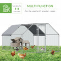 Pawhut Large Chicken Coop Metal Chicken Run With Waterproof And Anti Uv Cover, Flat Shaped Walk In Fence Cage Hen House For Outdoor And Yard Farm Use, 1.26