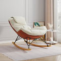 Leisure Sofa Single Rocking Chair, Light Luxury Sofa Chair, Balcony Leisure Area Single Chair, Comfortable And Breathable,Detachable And Washable Seat Cushion Color: Beige White Velvet