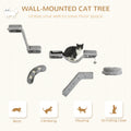 Pawhut 5Pcs Cat Wall Shelves, Cat Wall Furniture With Steps, Perches, Ladders, Platforms, Wall Mounted Cat Furniture With Soft Plush, Sisal, For Indoor Cats, Gray Gray Particle Board