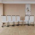 Modern Dining Chairs,Pu Faux Leather High Back Upholstered Side Chair With C Shaped Tube.Black Metal Legs For Dining Room Kitchen Vanity Patio Club Guest Office Chair Set Of 2 White Pu White Kitchen Dining Chairs Foam Pu
