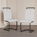 Modern Dining Chairs,Pu Faux Leather High Back Upholstered Side Chair With C Shaped Tube.Black Metal Legs For Dining Room Kitchen Vanity Patio Club Guest Office Chair Set Of 2 White Pu White Kitchen Dining Chairs Foam Pu