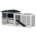 Pawhut 2 Levels Outdoor Rabbit Hutch With Openable Top, 59