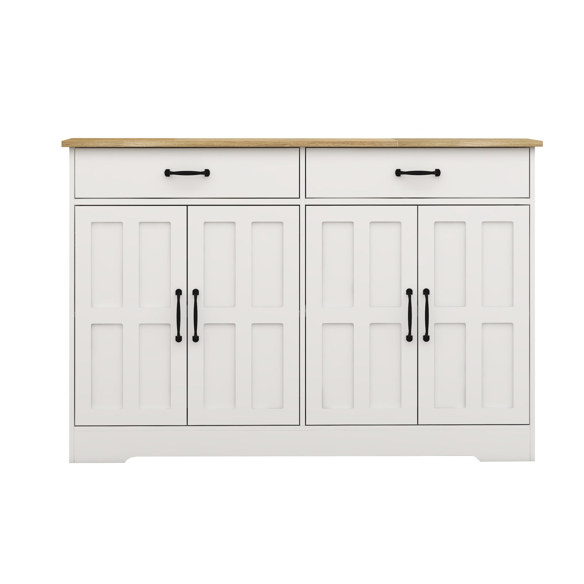 47.95" Farmhouse Buffet Cabinet Storage Sideboard With 2 Drawers And 4 Doors For Dining Living Room Kitchen Cupboard White White Mdf