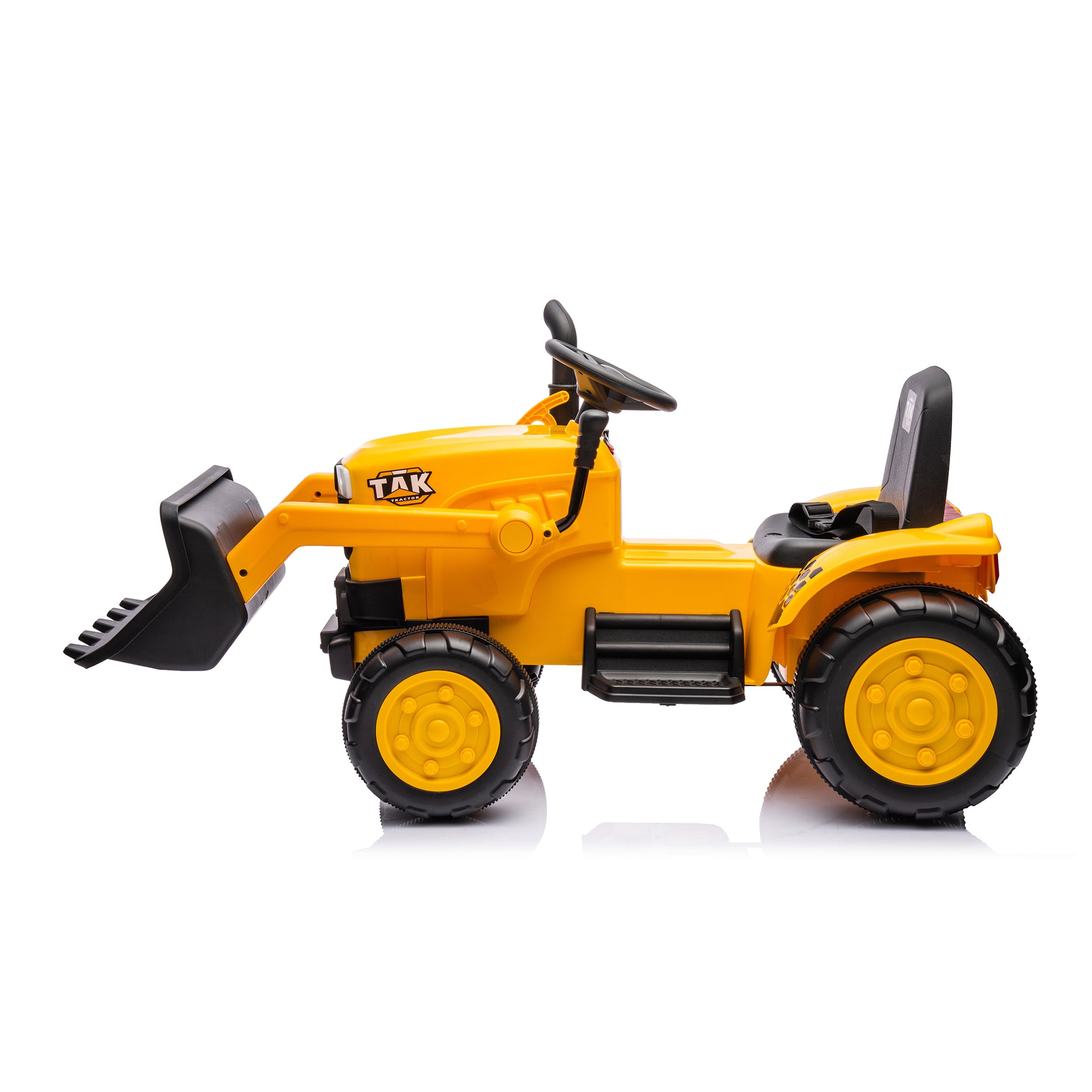 12V Kids Ride On Tractor Electric Excavator Battery Powered Motorized Car For Kids Ages 3 6, With Front Loader, Digging Handle, Remote Control, & Bright Headlight, Yellow Yellow Polyvinyl Chloride